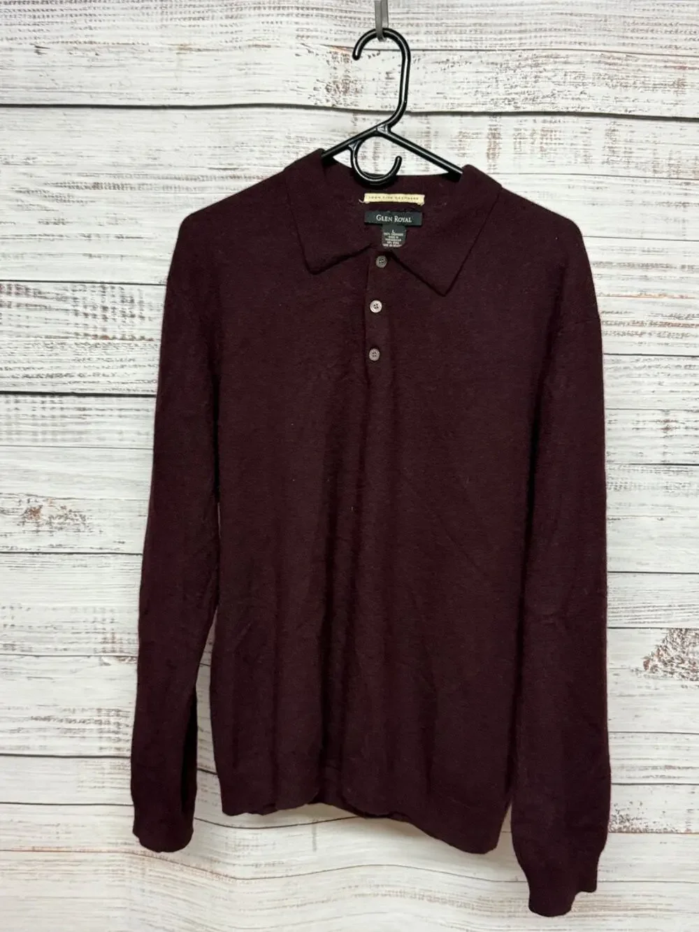 Glen Royal Sweater Mens L Cashmere Pullover Collared Classic Soft Knit Jumper